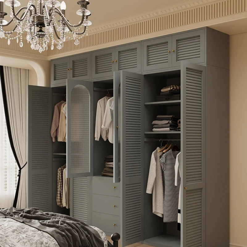 

Household bedroom storage cabinet, formaldehyde-free clothes cabinet, retro wardrobe opposite door