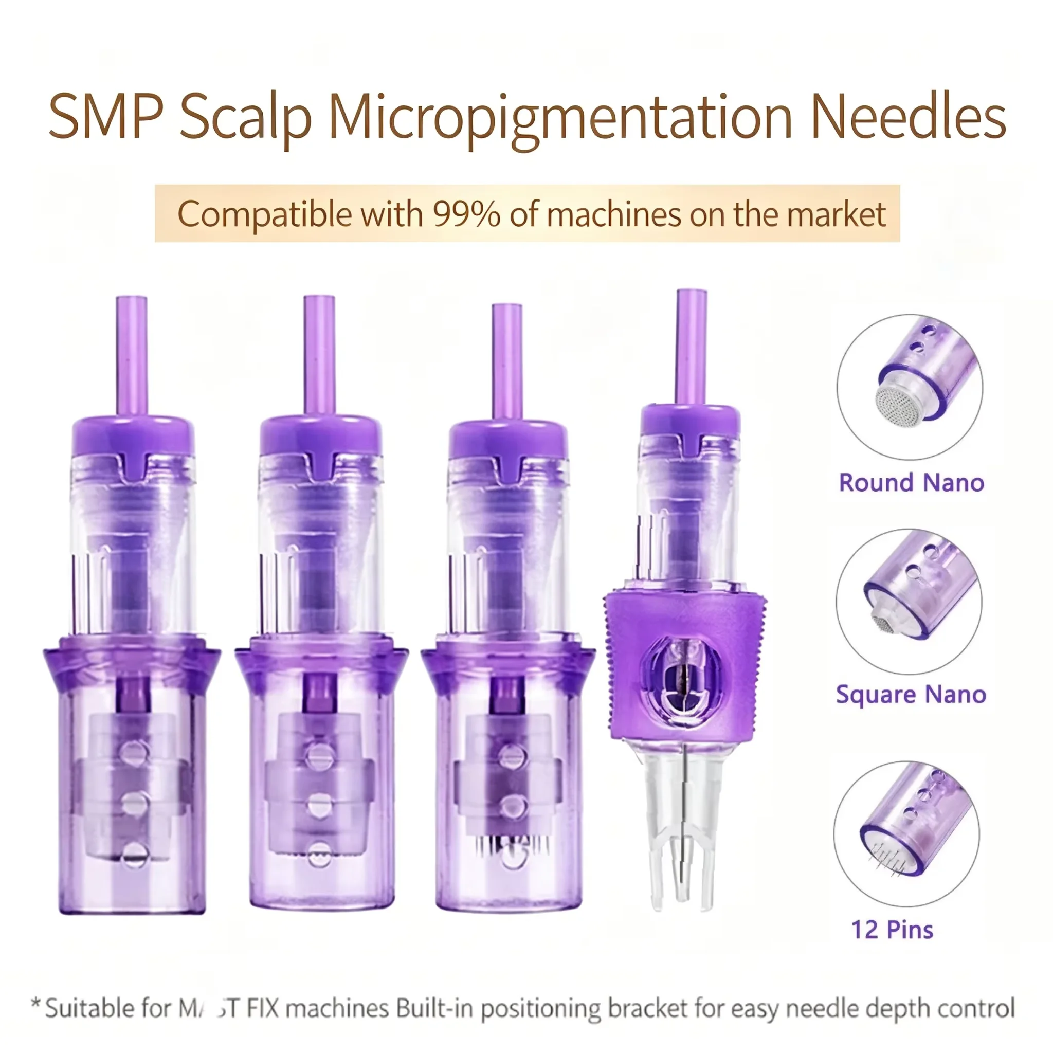 20pcs 12 Pins Professional Tattoo Universal Cartridge 1RL PMU Scalp Nano Shading Tattoo Microblading for Permanent Makeup Tool