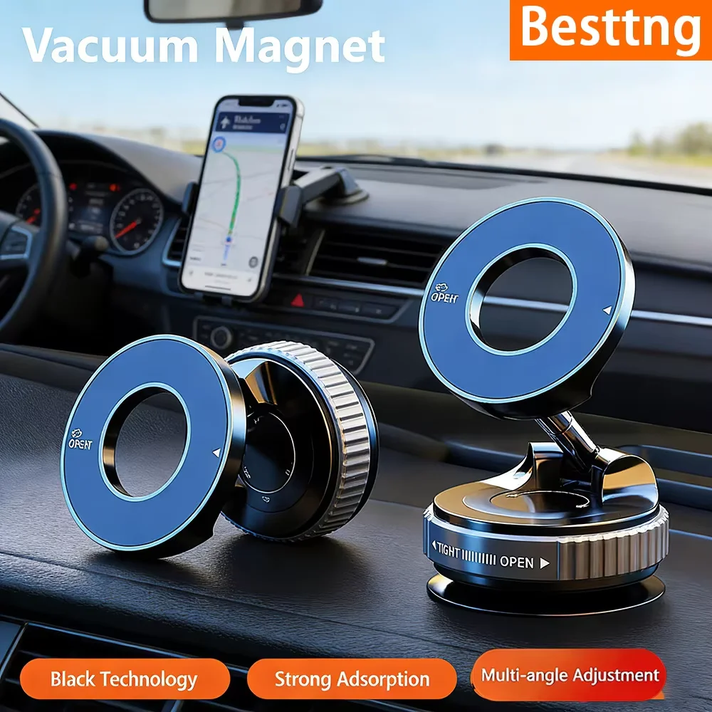 Vacuum Strong Magnetic Phone Holder Foldable Design 360° Adjustable Vacuum Car Mount for Cell Phone for Phone Live Stream New
