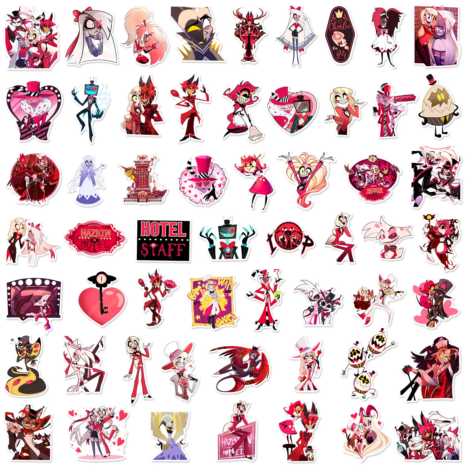 ملصقات كرتونية Helluva Boss ، ملصقات فندق Hazbin ، مقاومة للماء من كلوريد البولي فينيل ، حقيبة ، لاب توب ، خوذة ، دفتر ملاحظات ، تصنعه بنفسك ، ألعاب جرافيتي ، 56 *