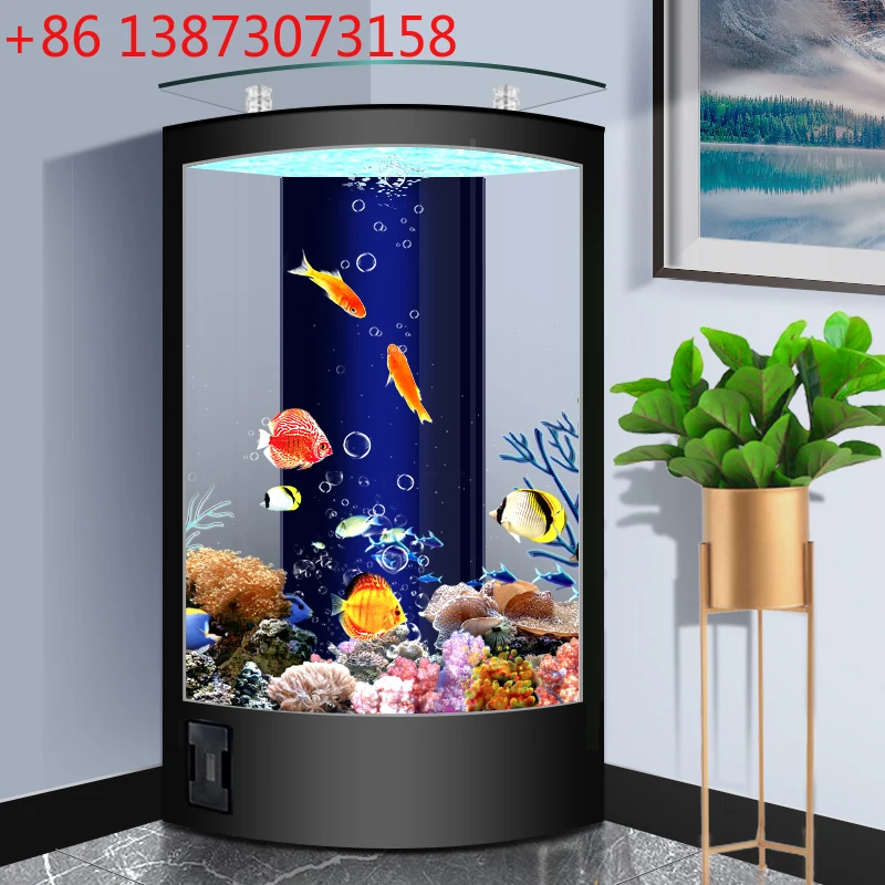 Beauty Sea 2025 new Internet celebrity fan-shaped goldfish tank household living room medium and large vertical floor glass aqua