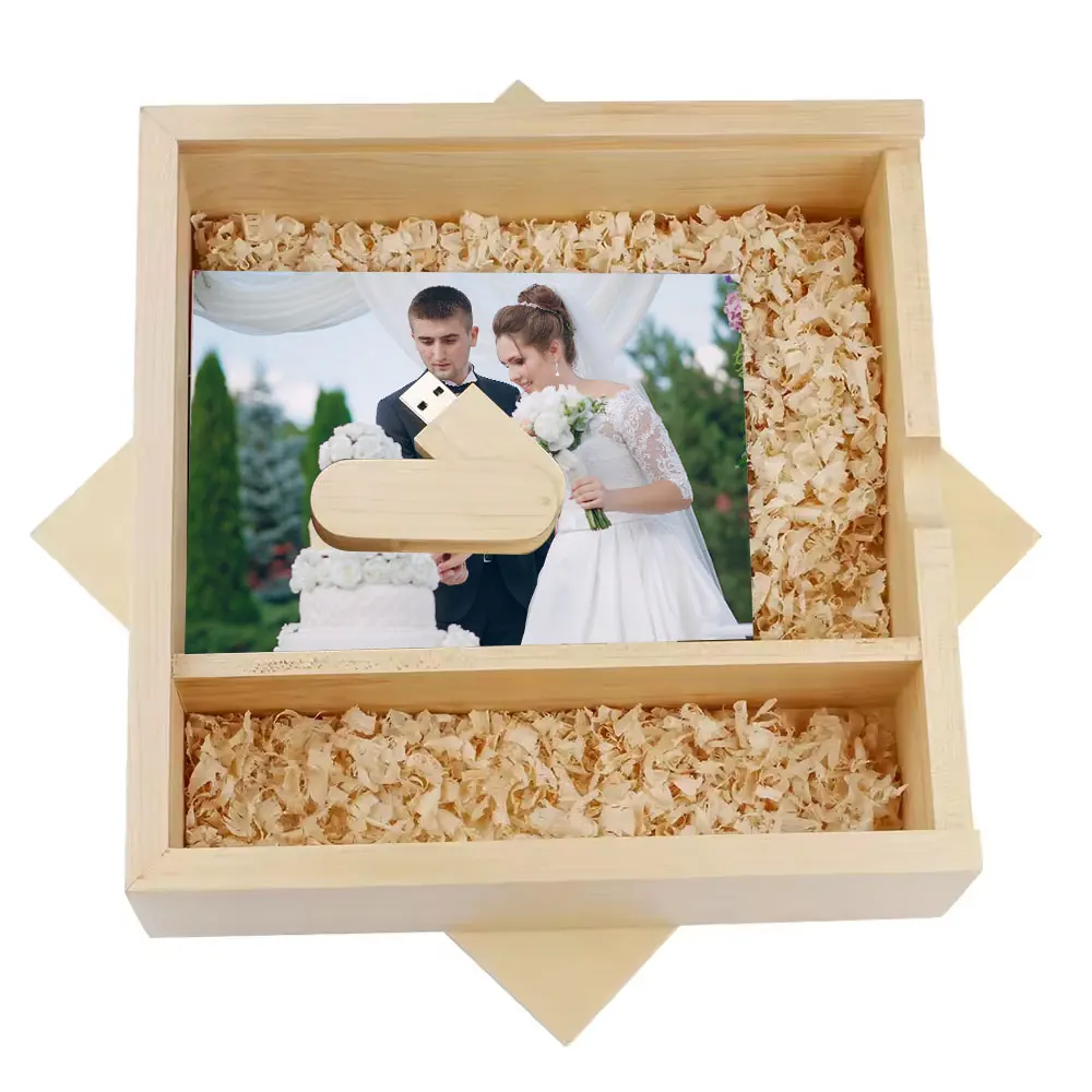 

(1 шт. с бесплатной индивидуальной гравировкой логотипа) Уникальный фотоальбом из орехового дерева с USB-накопителем и коробкой, флешка USB 8GB 16GB 32GB 64GB 128GB для фотографов