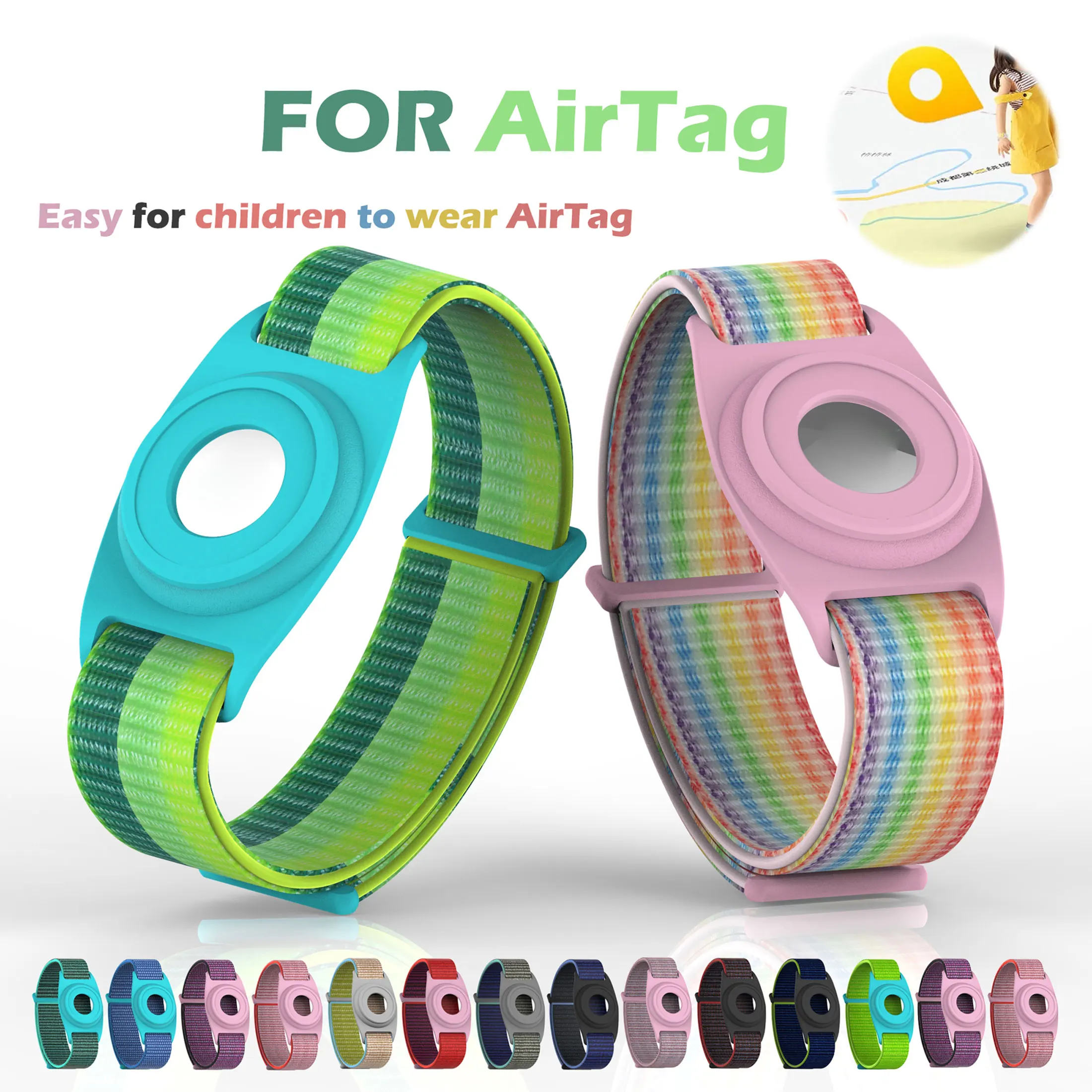 AirTag Case For Children Nylon Strap Child loss prevention Protective TPU Cover For Apple Airtags Tracker