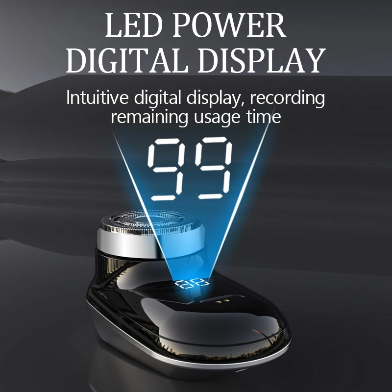 Kemei-Mini rasoir électrique portable à chargement rapide pour homme, rasoir lavable à sec, affichage numérique, lame montée sur voiture