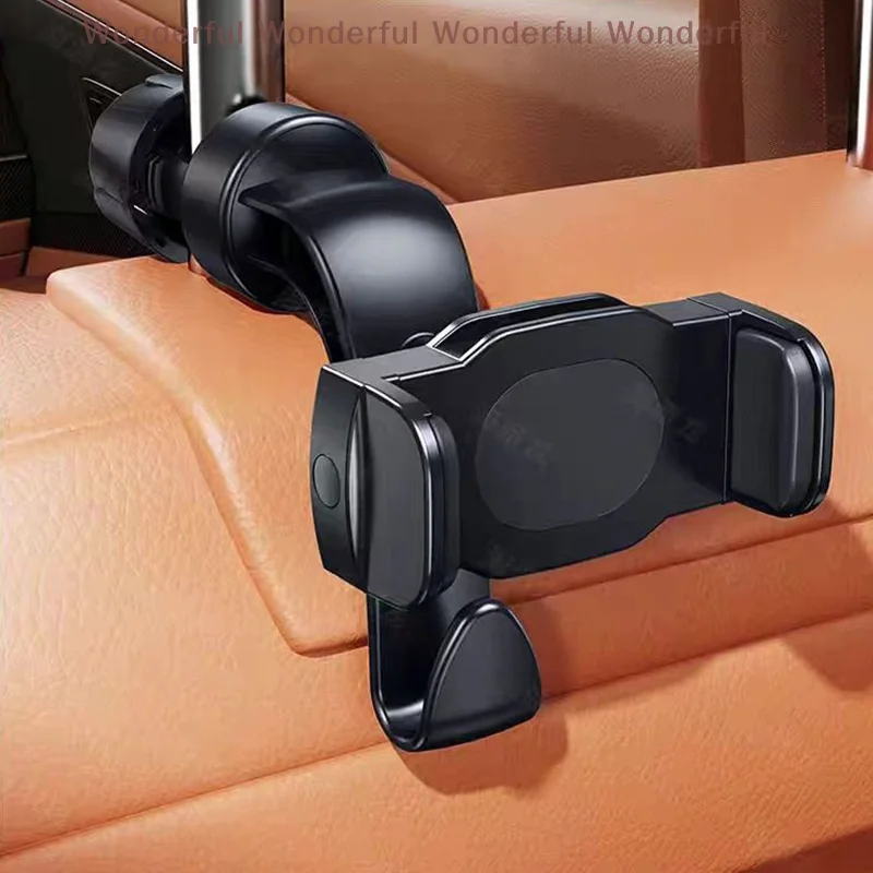 

Universal Car Back Seat Mobile & Tablet Holder with Rotating Hook Design; Vehicle Headrest Phone Bracket Support