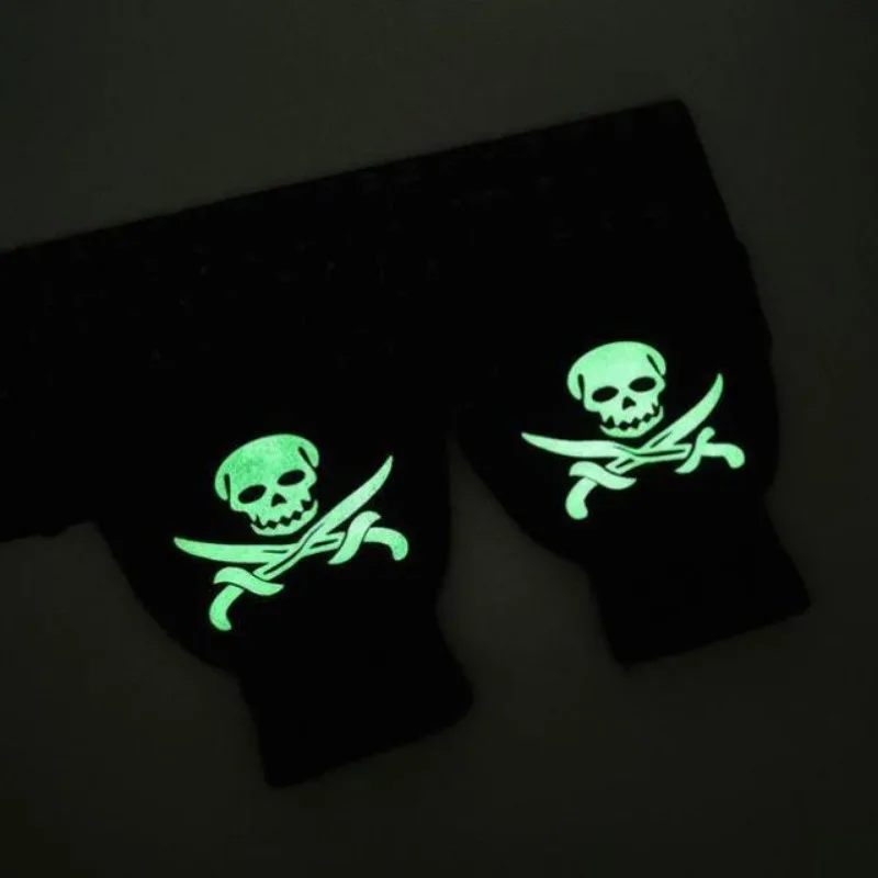 Punk Halloween Skeleton Skull Half Finger Adult Kids Luminous Gloves Winter Skull Fingerless Mitten for Event Party Cycling Gift