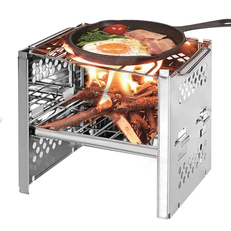 

Stainless Steel Grill Stove Outdoor Grill Mini Charcoal Stove Folding Grill Outdoor Camping Folding Barbecue Equipment Cooking