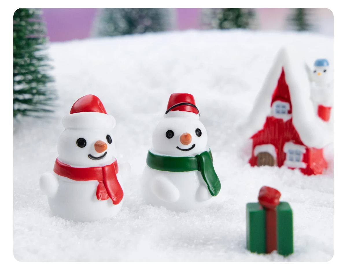 5pcs Santa Claus Snowman Green Gift Box Snow View Micro Landscape Ornament Resin Crafts Ornament Christmas Small Gift