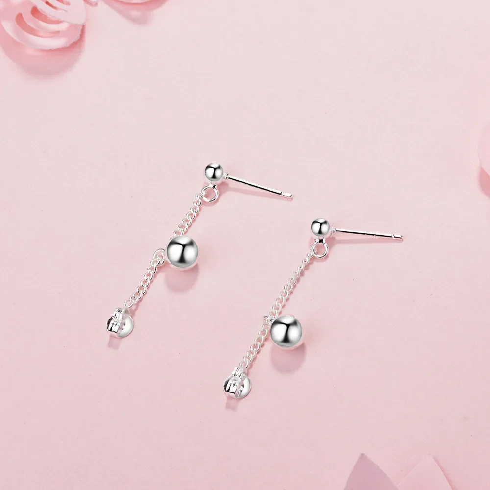 Hot Sell Cute 925 Stamp Sterling Silver Needle Round Earing Fashion Jewelry Ball Stud Earrings Women Party Wedding Earrings