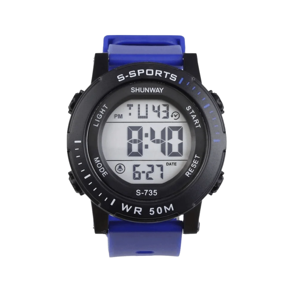 Zegarek sportowy z TPU, prosty zegarek cyfrowy z ABS, wielofunkcyjny zegarek na rękę z dużym ekranem dla mężczyzn
