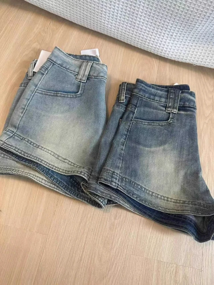 Vrouwen Blauwe Denim Shorts 2000s Y2k Hoge Taille Oversize Hot Jeans Shorts Harajuku Vintage Micro Cowboy Korte Broek Kleding zomer