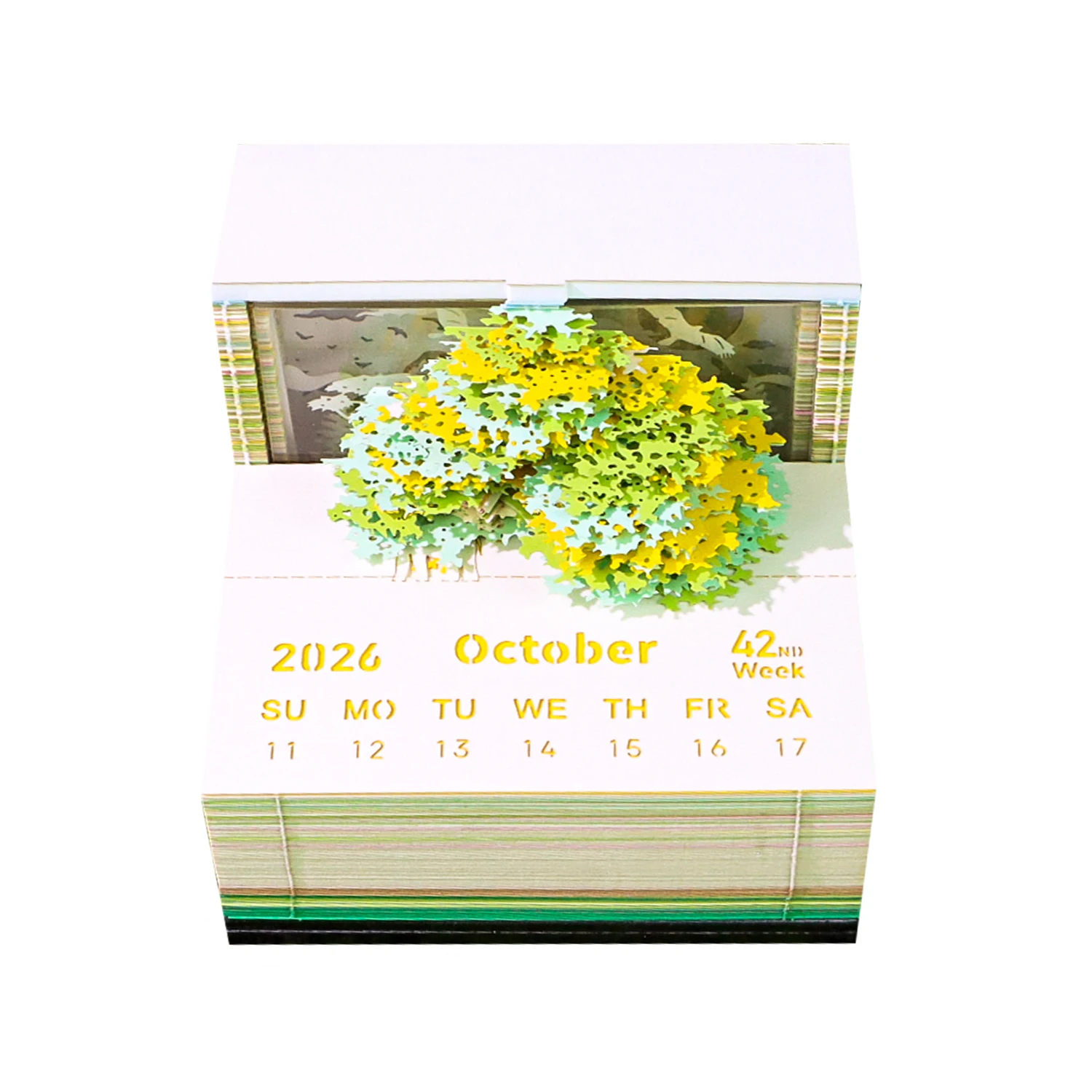 3D Memo Pads Paper Art Beautiful Sakura Tree House 3D Notepad Calendar 2026 Creative Table Calender Desk Accessories Novel Gifts