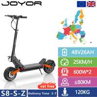 JOYOR S8-S-Z Electric Scooter 2*600W Motor 48V 26Ah Battery 25km/h Speed 80km Range 10'' Tires Foldable Adult E-Scooters