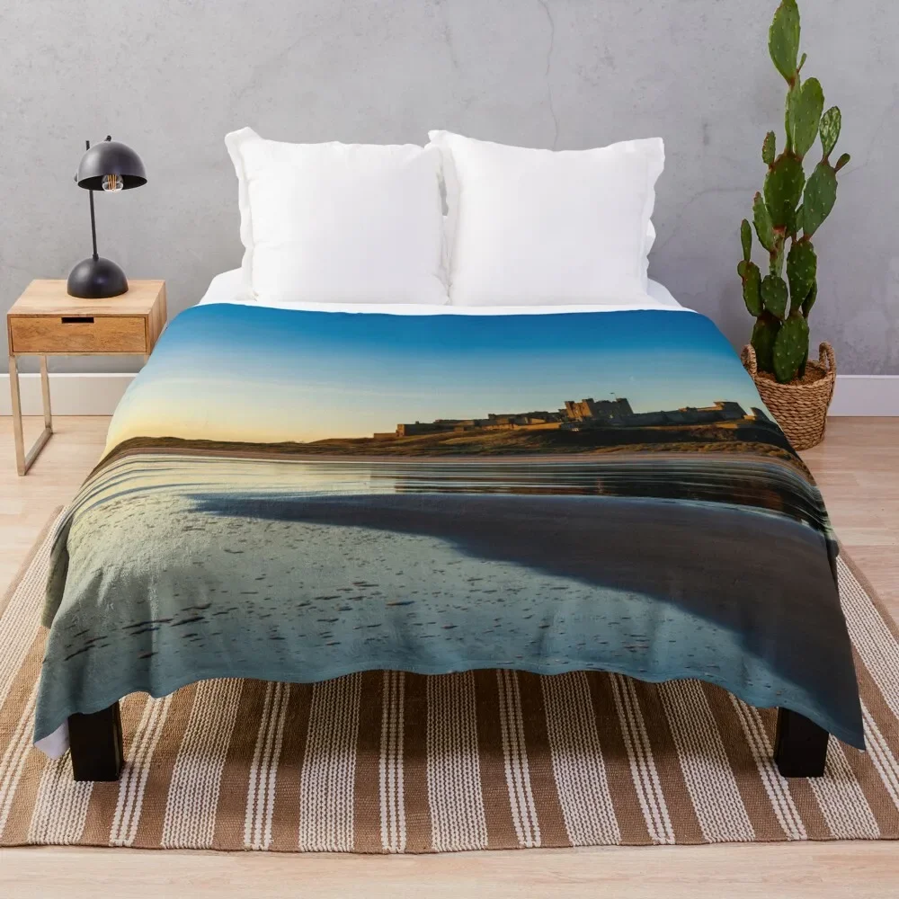 

Sunrise over Bamburgh Castle Throw Blanket Beautifuls Giant Sofa Luxury Brand bed plaid Blankets