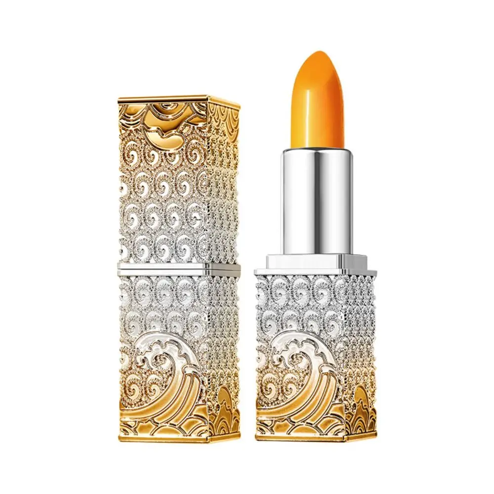 Feuchtigkeitsspendender, farbwechselnder Lippenbalsam, Anti-Trockenheit, temperaturempfindlicher, langlebiger Lippenstift, aufpolsternder Lippen, 24 Karat Goldfolie