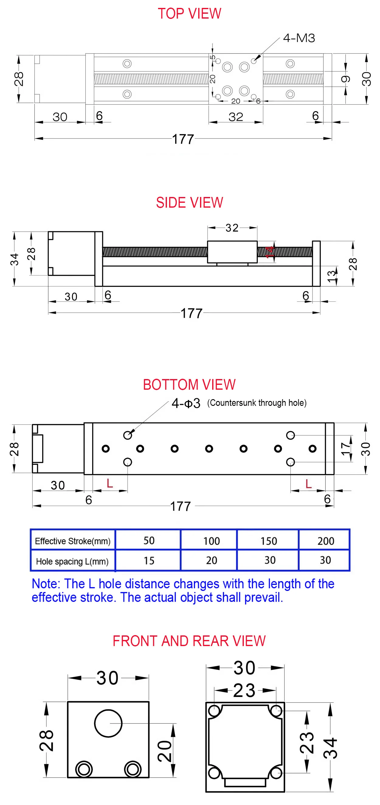 Good Price MHCNC T-shaped Screw T6 Slide Linear Guide Platform 50-200mm stroke1/2/4/6/12mm pitch belt Nema11 28mm stepper motor