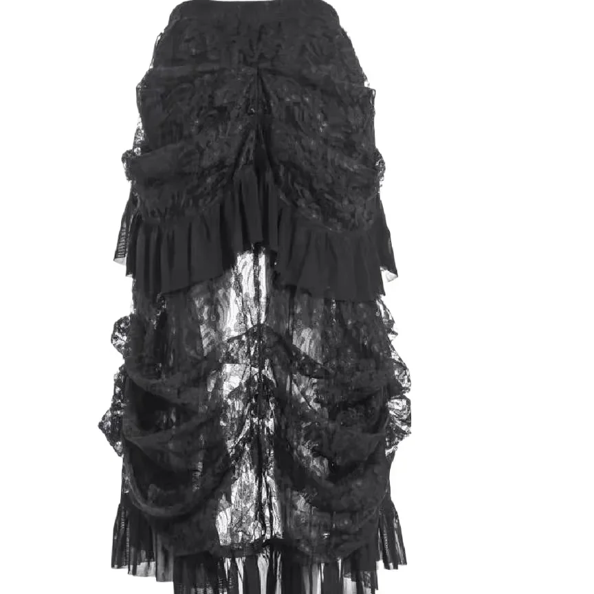 Halloween Costume Medieval Women Victorian Asymmetrical Pirate Gothic Lolita Steampunk Rock Princess Vintage Ruffles Maxi Skirt