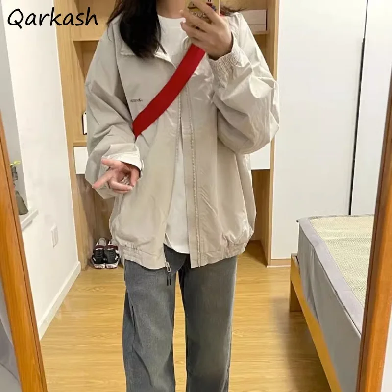 

Jackets Women American Stylish Retro Turn-down Collar Baggy Cozy All-match Casual College Streetwear Prevalent Autumn Students