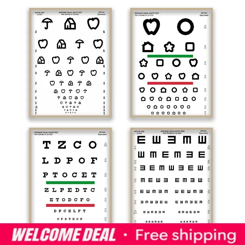 2026  Professional Vision Testing Chart Canvas Poster Wall Art Painting Ophthalmic Clinic Optometry Room Wall Decoration