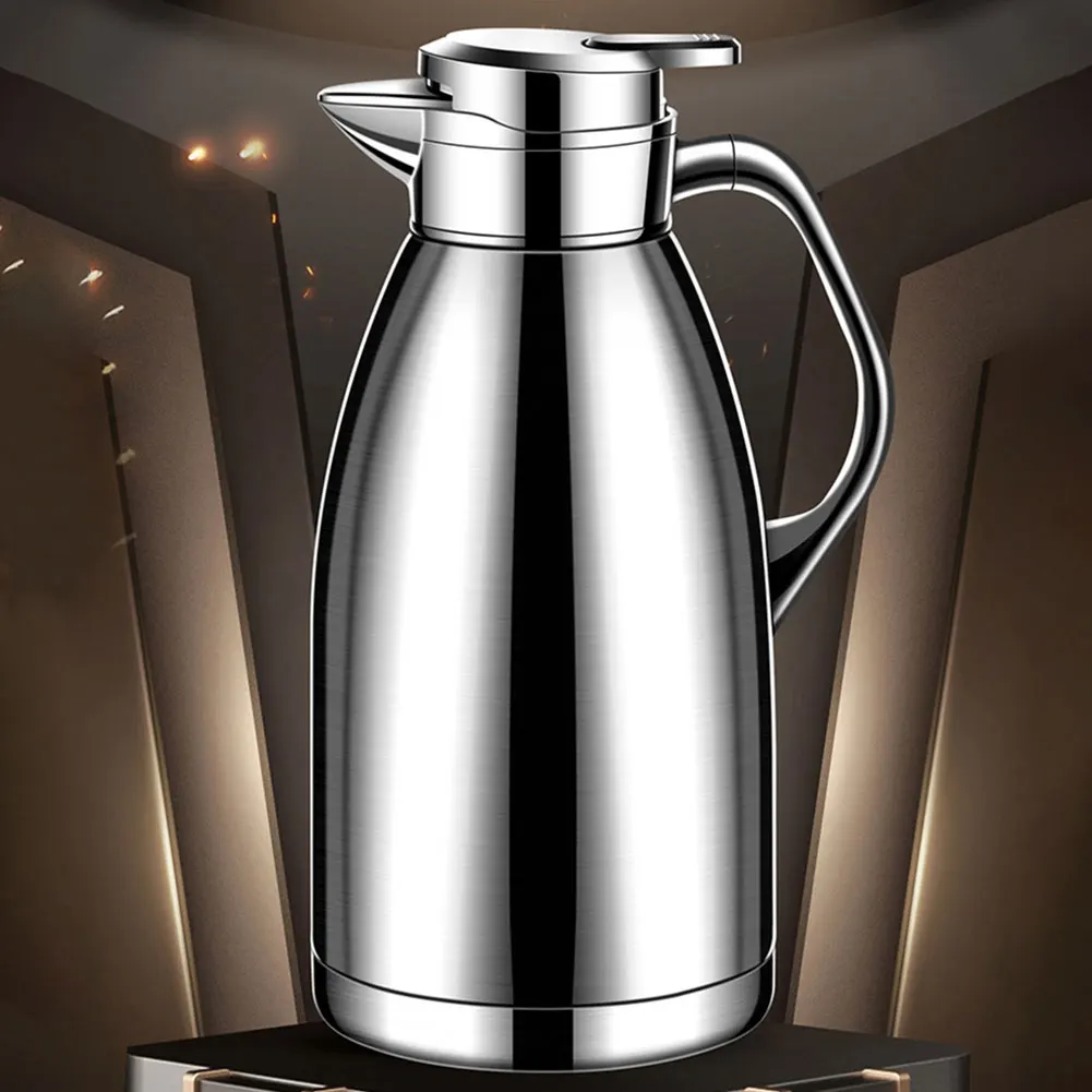 

2.3L Insulated Kettle Double Layer 316 Stainless Steel Thermal Coffee Carafe V-Shaped Spout Stainless Steel Liner Home Drinkware