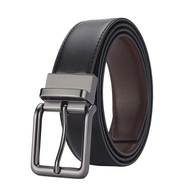 Men's men's belt rotating needle buckle business casual high-end double-sided belt