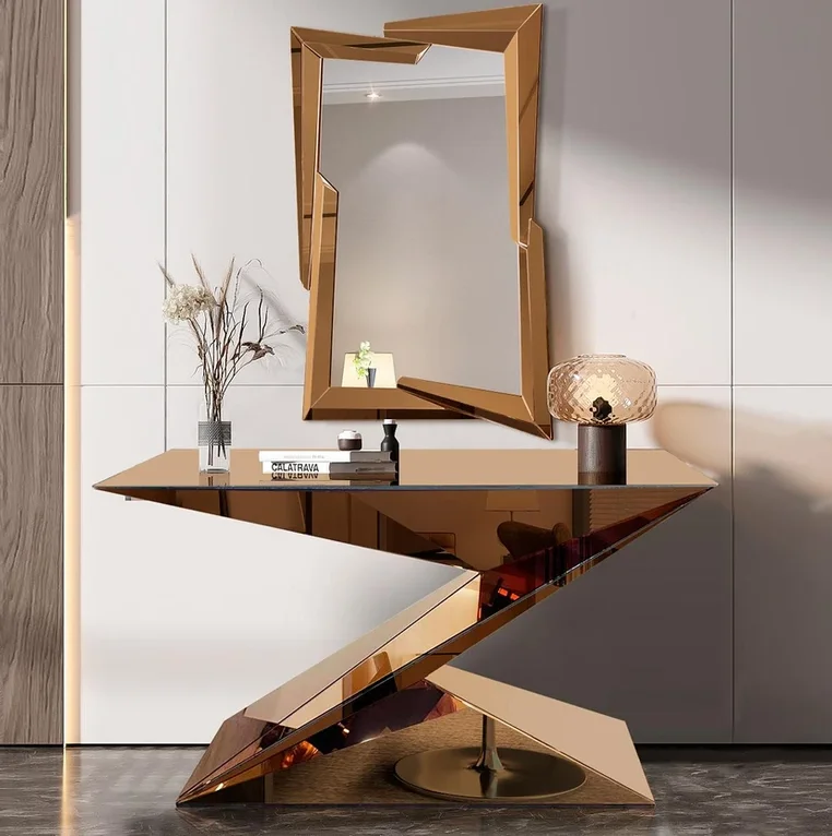 bc-New Arrival Sparking Modern Living Room Mirrored Furniture Brown Mirrored Console Table Entryway Table·
