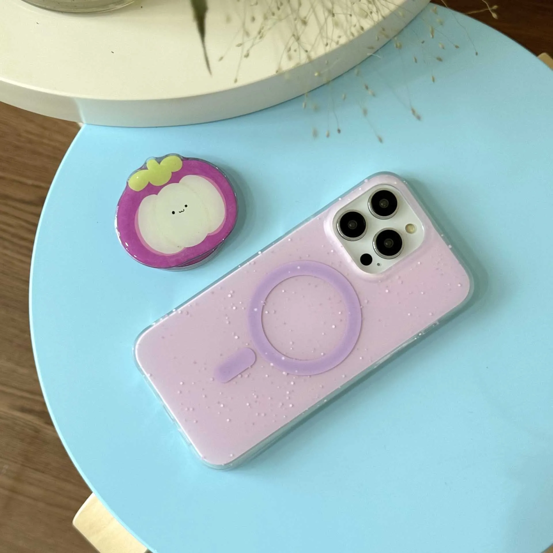 Summer fruits coconut mangosteen bracket phone case magnetic funda for iphone 14pro 12 13 15promax 15 pro max 13promax 14 cover