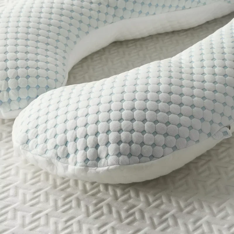 Custom White Candy Shape Cooling Neck Pillow Removable Bamboo Fiber Memory Foam Support Cushion for Travel Office Home Use