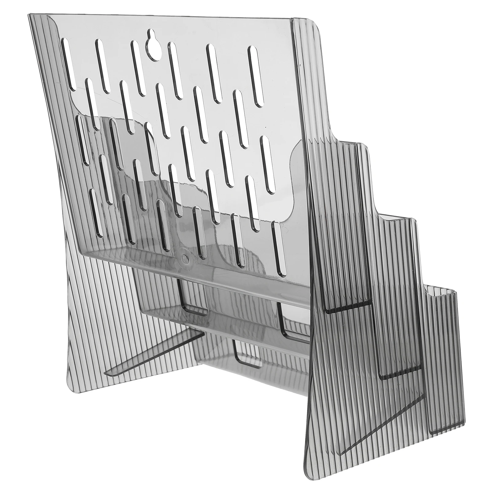 1pc Clear File Holder Acrylic Desktop Document Organizer Brochure Pamphlet Storage Rack Office Study Magazine Stand Folder