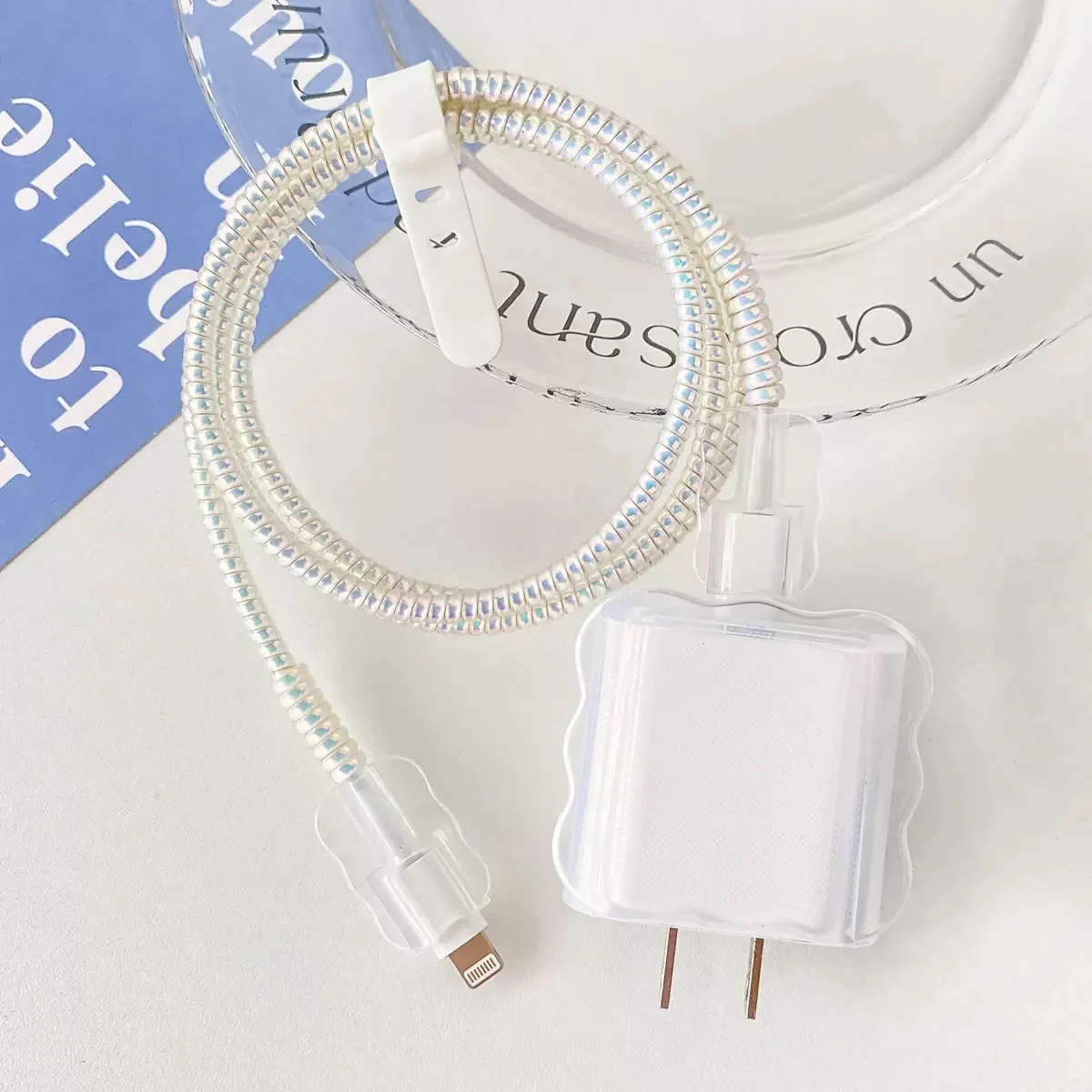 Cute Transparent Charger Case for IPhone 11 12 13 14 15 18W/20W Charge Protection Cover Charger Sleeve Accessories