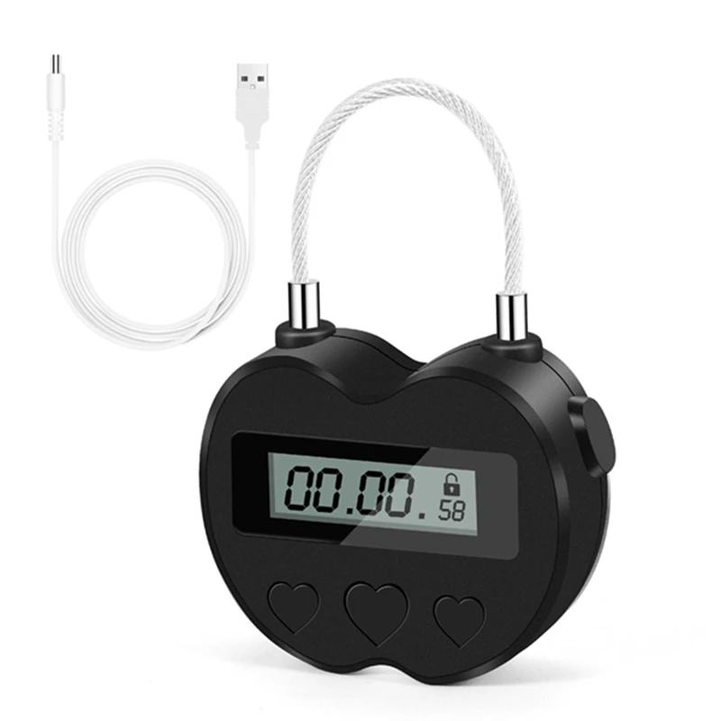 

Smart Time Lock LCD Display Time Lock Multifunction Travel Electronic Timer, Waterproof USB Rechargeable Temporary Timer Padlock