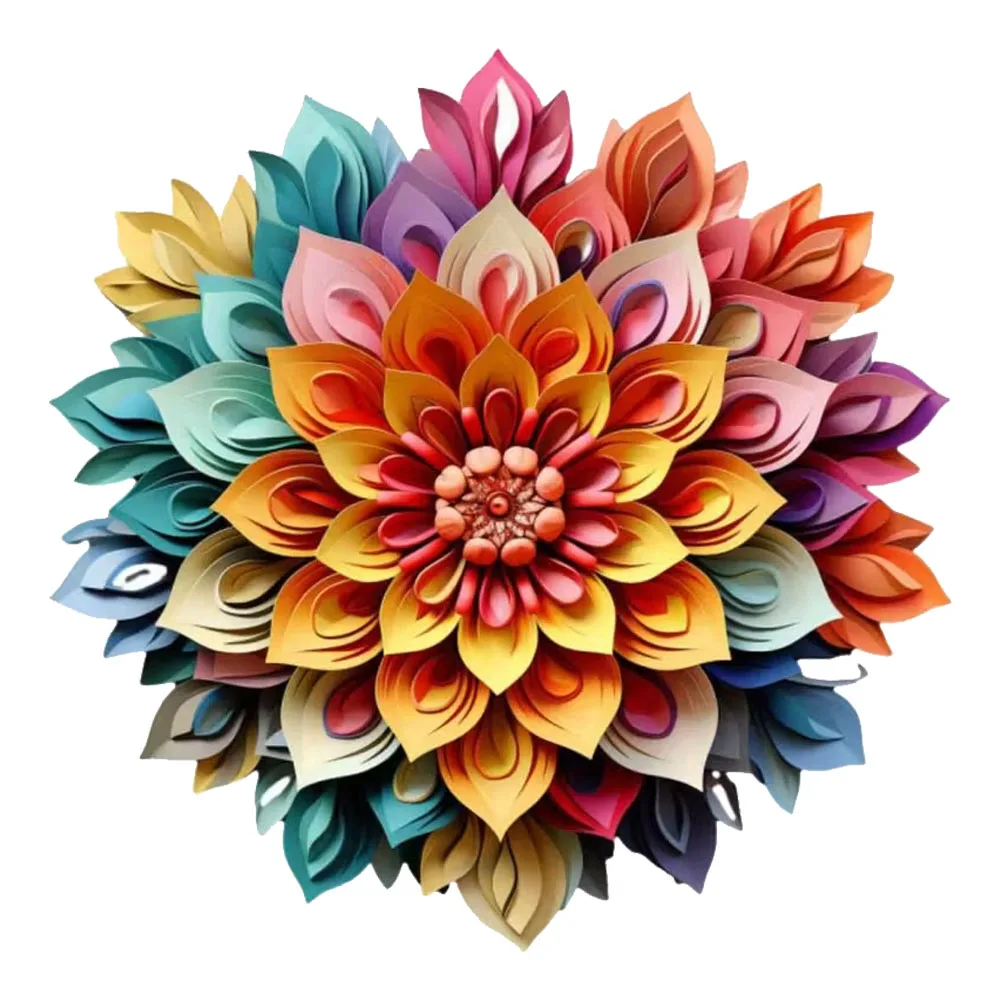 15x15cm Vibrant Mandala Flower Waterproof Car Decorative Decal, Suitable for Cars, Laptops, Bumpers, Glass Window Sticker