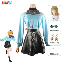 ANIMECC Oshi No Ko Mem Cho Cosplay Costume Wig Me-san Blue Dress Outfit Skirt Blonde Hair Headwear Halloween Party Women Girls