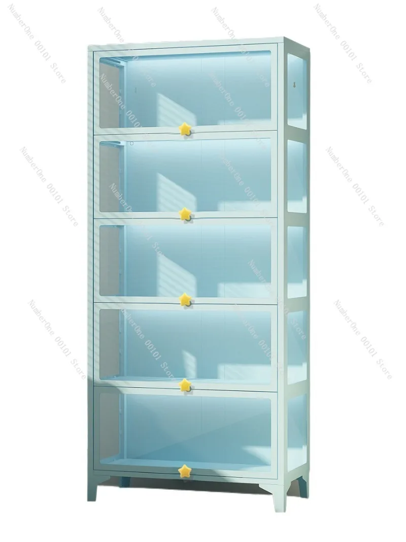 Home Figurine Display Cabinet with Glass Doors,Dust-proof Storage Shelf for Trend Toys,Blind Box Collections,Model Exhibits