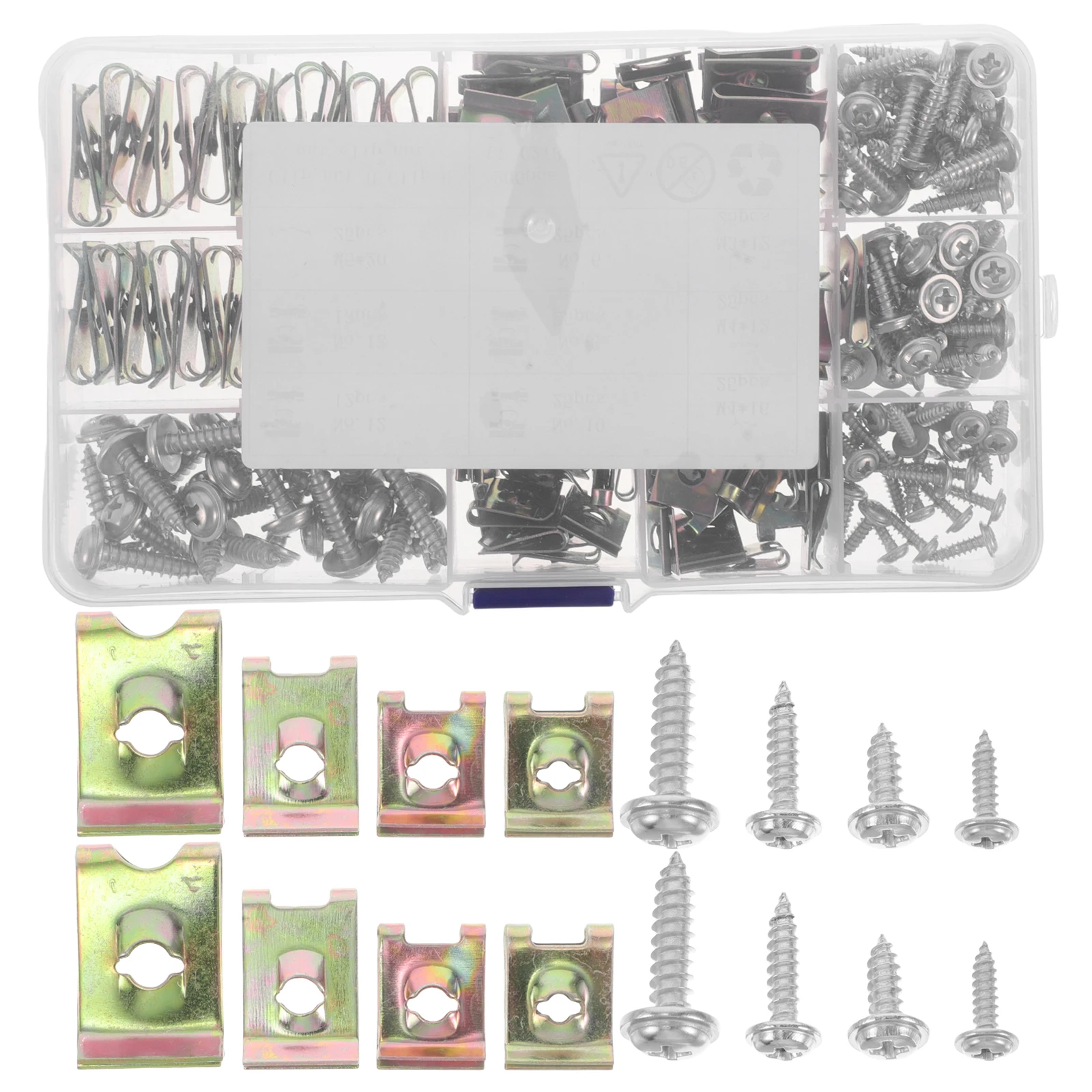 

1 Set Auto Fastener U-Type Self-Tapping Screw Kit Automotive Retainer Bumper Door Panel Clips Sturdy Metal Dash Interior Body