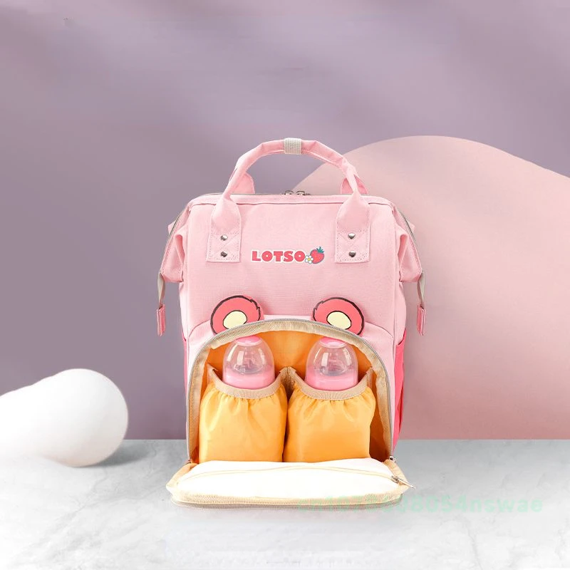 Disney Strawberry Bear tas ransel popok bayi, tas punggung kartun multifungsi baru