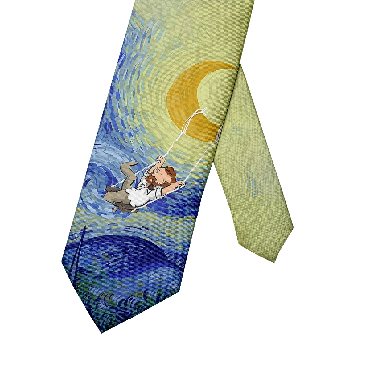 Van Gogh oil painting fashion tie 8 cm wide polyester tie pastoral sailing cat tie casual party wedding shirt accessories unisex