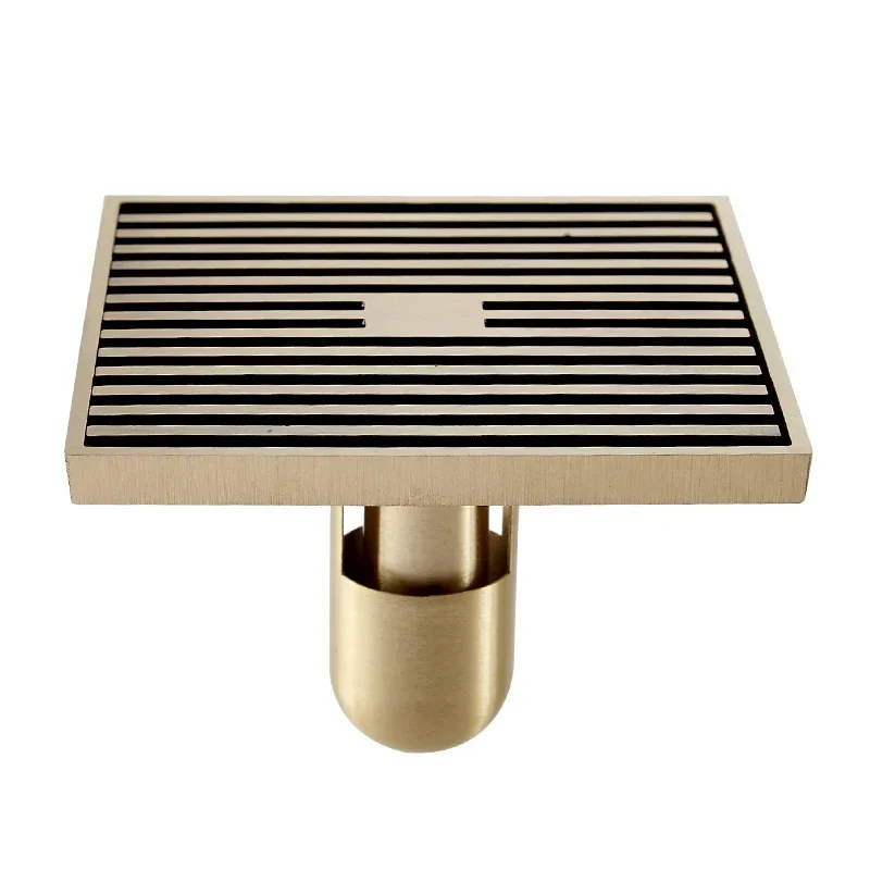 Shower Drains 12*12cm Square Bath Drains Strainer Hair Antique Brass Art Carved Bathroom Floor Drain Waste Grate Drain 811529F