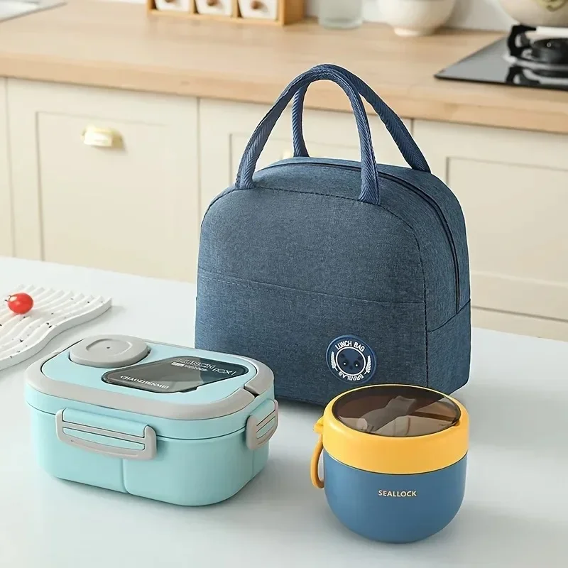 1 piece fashionable insulated lunch bag - portable and washable, suitable for offices, schools, (non food contact)