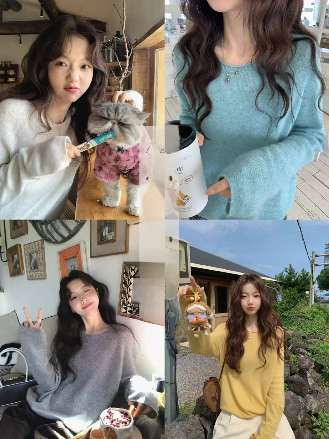 

Женский вязаный свитер Ibell Zhang с длинными рукавами, круглым вырезом, облегающий, из смесовой шерсти, с манжетами, модный осенний топ