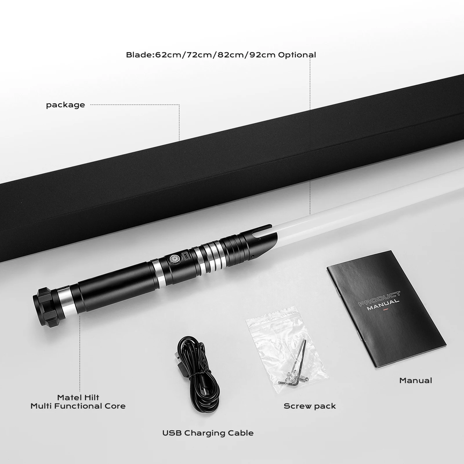 DamienSaber Metal Hilt Force Heavy Dueling Light Saber Sensitive Smooth Swing Infinite Color Changing with 34 Sound Fonts