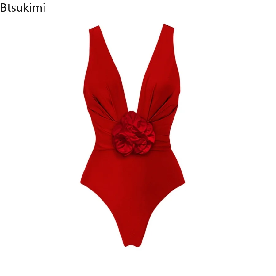 2024New 3D Blume Ein Stück Badeanzug mit Abdeckung-up Langen Rock frauen Sexy Bademode Vintage Bikini Sets bodysuit Bademode Femme