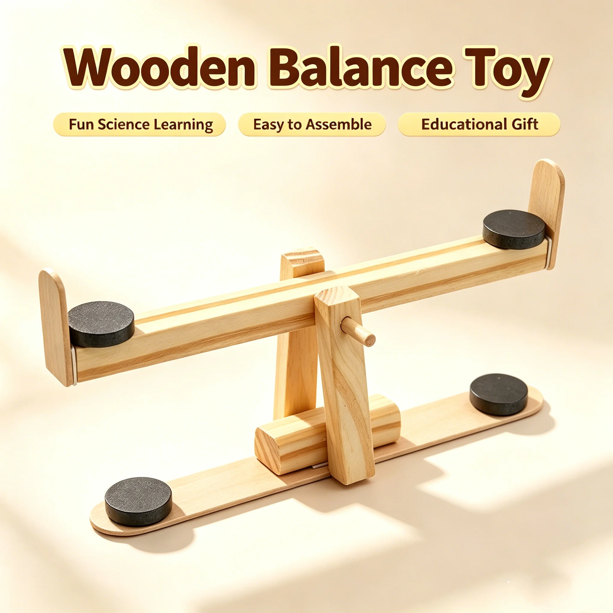 DIY Magnetic Levitation Seesaw Wooden Physics Exploration Fidget Toy Tabletop Scientific Holiday Decor Present Kit