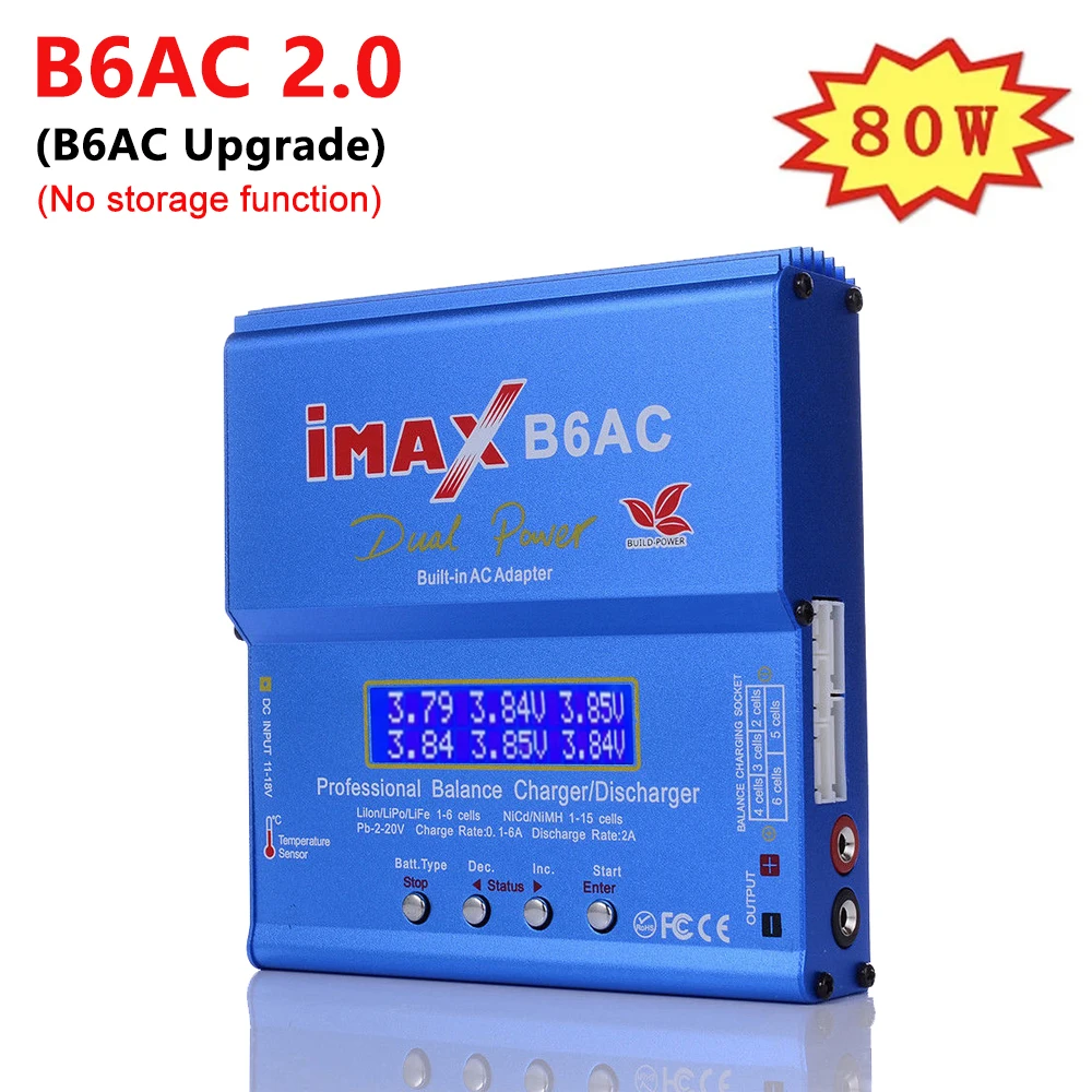 80W iMAX B6 AC 2.0 RC Battery Balance Charger B6AC 2.0 7A For LiHv Lipo nimh Li-ion ni-cd Digital  LCD Digital Screen Charger