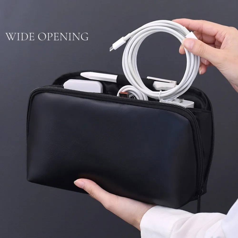 

Multi-Function Digital Product Storage Bag Multi-layer Dust Proof Cable Organizer Pouch Portable PU Electronic Gadget Bag