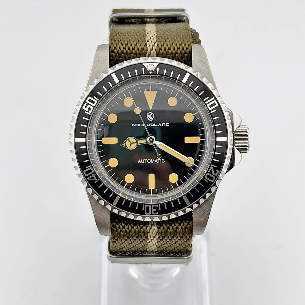 40mm sapphire glass or acrylic glass 316L stainless steel retro watch fit for NH35 automatic mechanical movement nylon strap