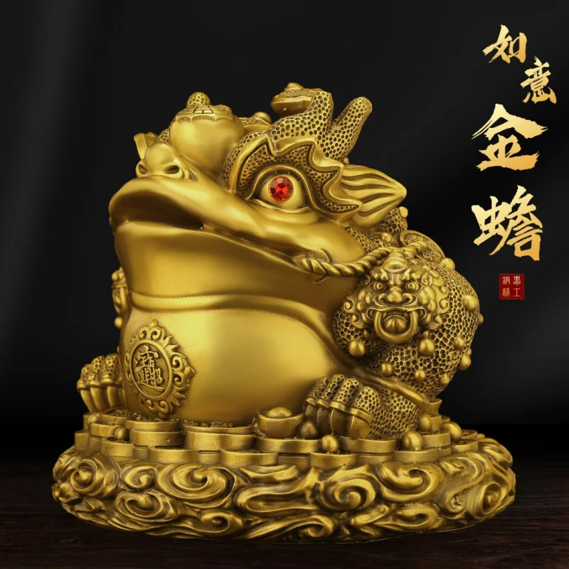 

Ruyi Golden Toad Штатив Toad King Медь Золотая жаба Украшение Латунь Гостиная Магазин Украшения Большие деньги Слиток Семизвездочный