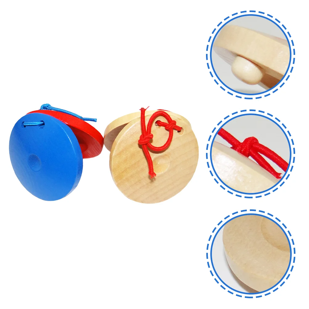 6 Pcs Musical Sense Castanets Instruments Toys Baby Wooden Finger Educational for Kids Children