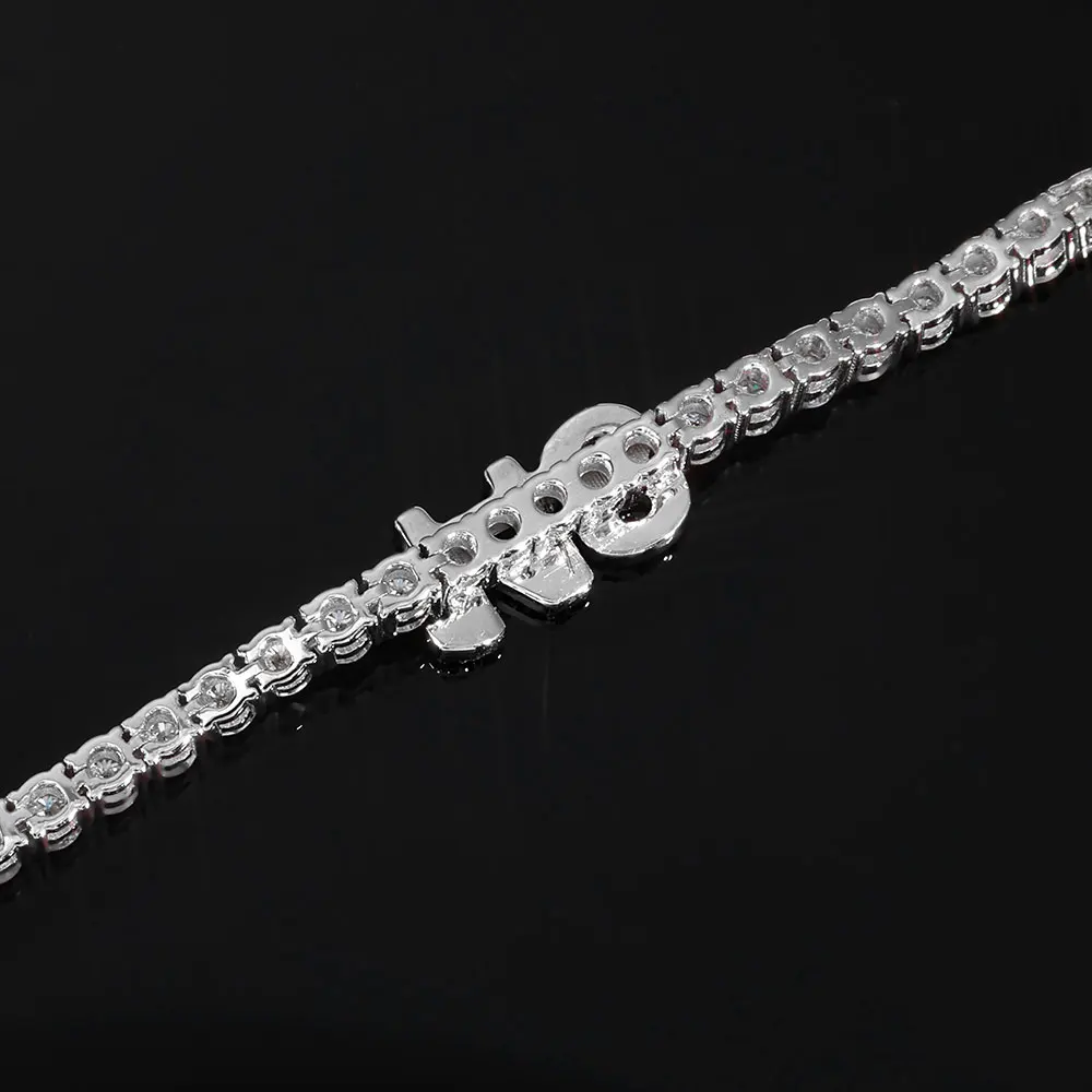 Nuoya Custom 3MM Moissanite Tennis Bracelet with Letter/Number Men Women Iced Out VVS1 925 Silver Bracelet Personalized Jewelry view 6