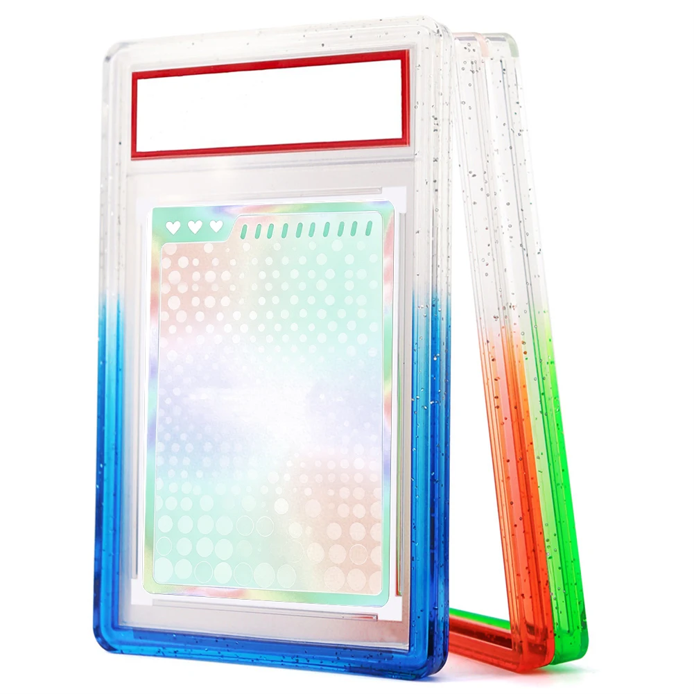 2026 New Arrival Clear TPU Compatible for PSA Graded Cards Slab Protector Case Gradient Glitter Clear Bumper Guard Cover